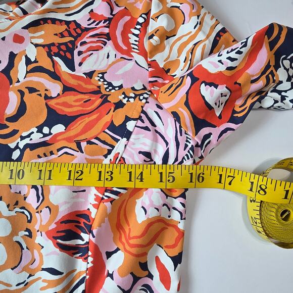 J.McLaughlin Multicolor Floral Shift Dress XS 3/4 Sleeve Stretch Knit w/ Pockets - Picture 8 of 13